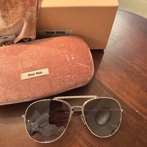Miu Miu Black Aviator Sunglasses with Elegant Case